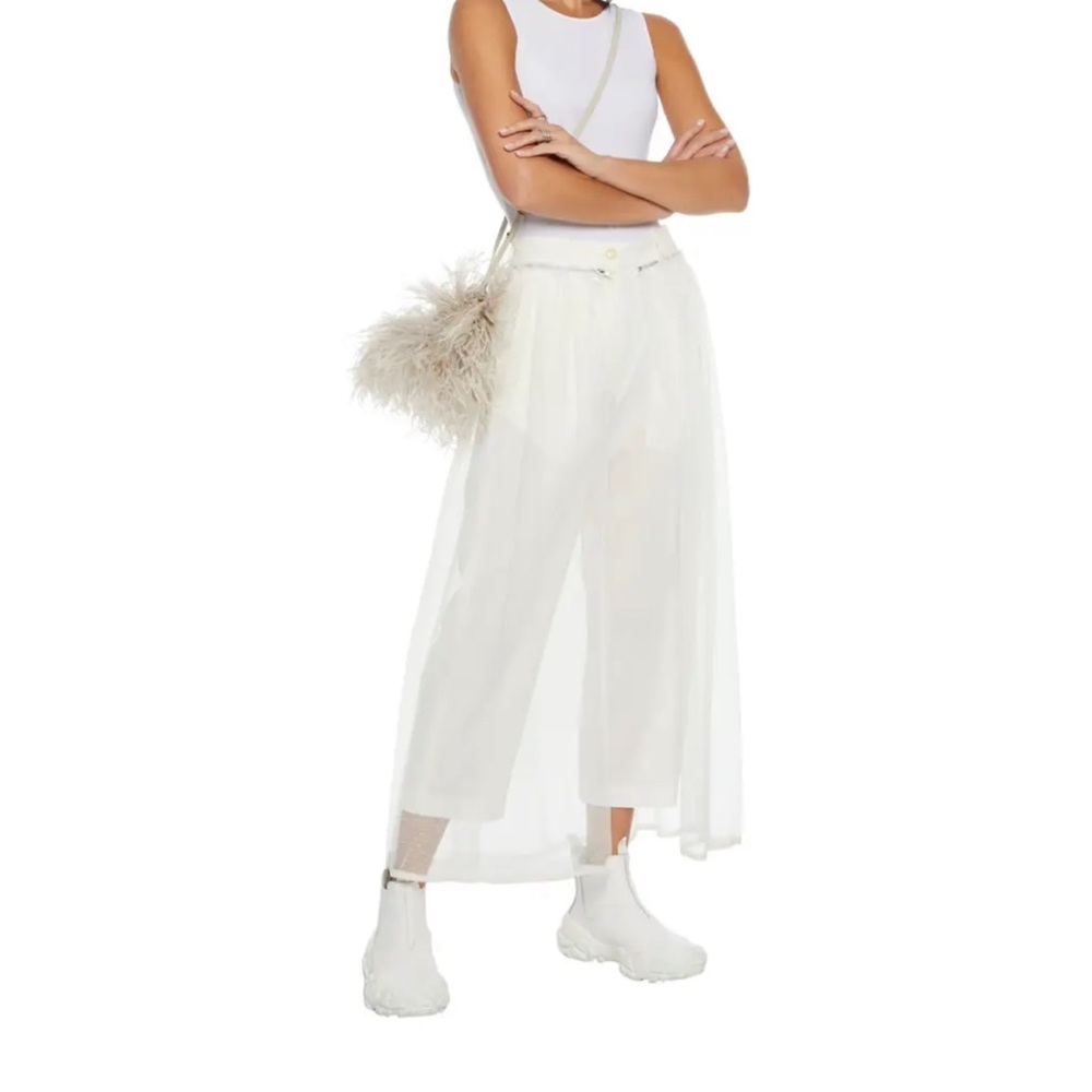 Maison MARGIELA Women textured Palazzo Pants w/ detachable skirt, cream/Bone NWT